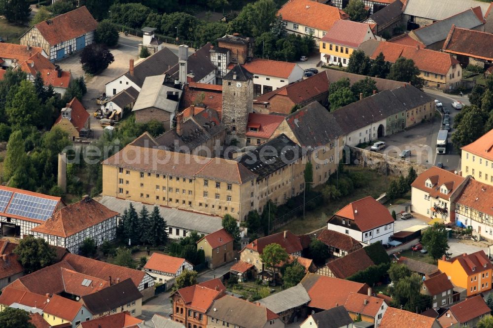 Tonna from the bird's eye view: Old castle in Graefentonna in the state of Thuringia. The building was originally used as a prison