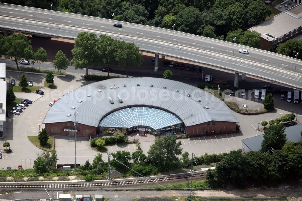 Mainz from above - The Alte Lokhalle (locomotive shed), an event location in Mainz in the state of Rhineland-Palatinate