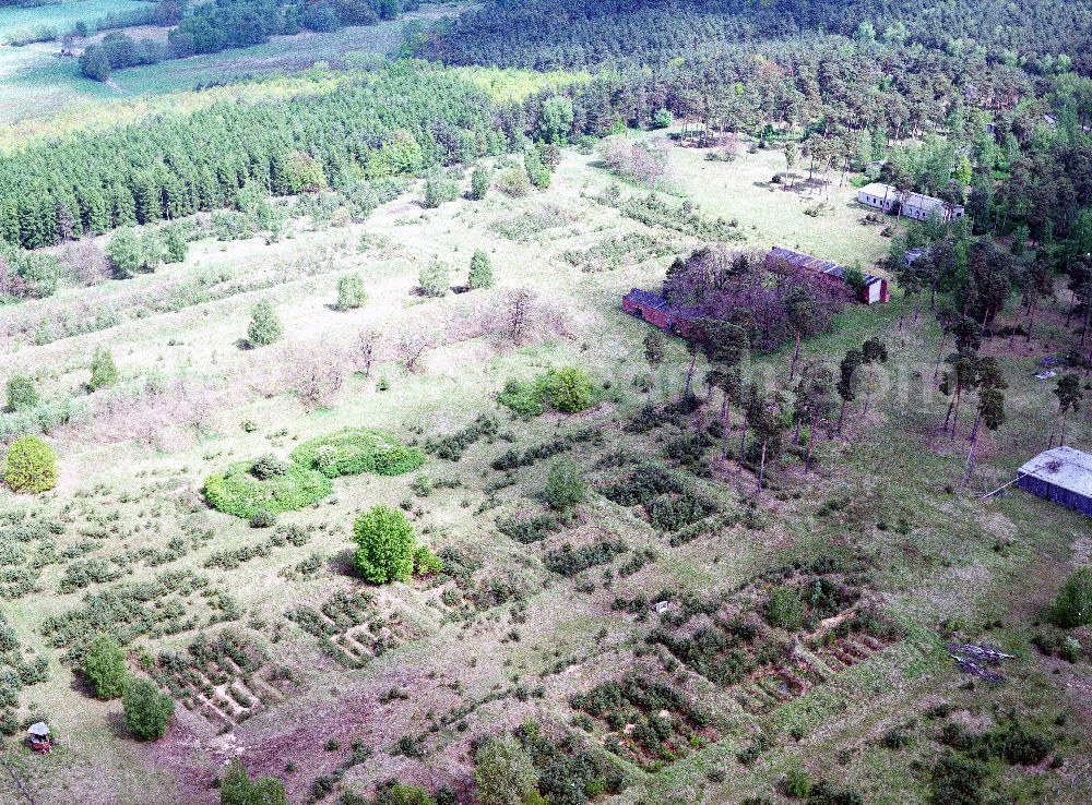 Aerial image Burg / Sachsen-Anhalt - alte NVA-liegenschaft westlich von Burg am Elbe-Havel-Kanal - Ausgleichs- und Ersatzmaßnahmen am Wasserstraßenkreuz Magdeburg / Elbe-Havel-Kanal. Ein Projekt des Wasserstraßenneubauamtes Magdeburg