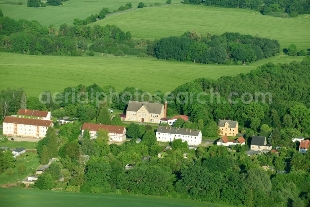 Kirch Grubenhagen from above - Old school building in Kirch Grubenhagen in the state Mecklenburg - Western Pomerania, Germany