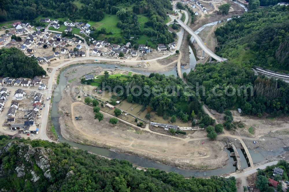 Aerial photograph Altenahr - Altenburg (Ahr) after the flood disaster in the Ahr valley this year in the state Rhineland-Palatinate, Germany