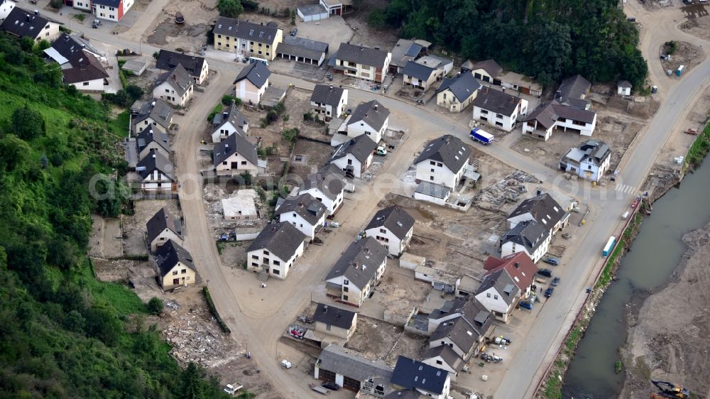 Aerial image Altenahr - Altenburg (Ahr) after the flood disaster in the Ahr valley this year in the state Rhineland-Palatinate, Germany