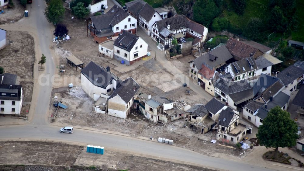 Altenahr from the bird's eye view: Altenburg (Ahr) after the flood disaster in the Ahr valley this year in the state Rhineland-Palatinate, Germany