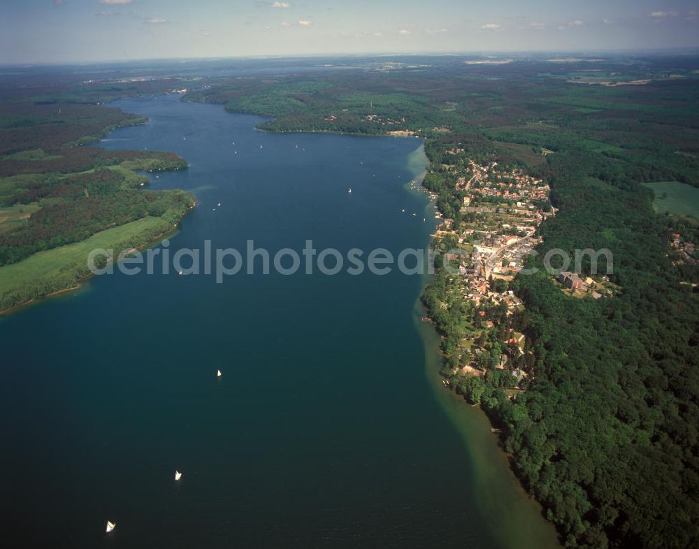 Aerial photograph Schorfheide - Blick auf Altenhof, einem Ortsteil der Gemeinde Schorfheide, am Südufer des Werbellinsee. Der Werbellinsee liegt im Biosphärenreservat Schorfheide - Chorin.