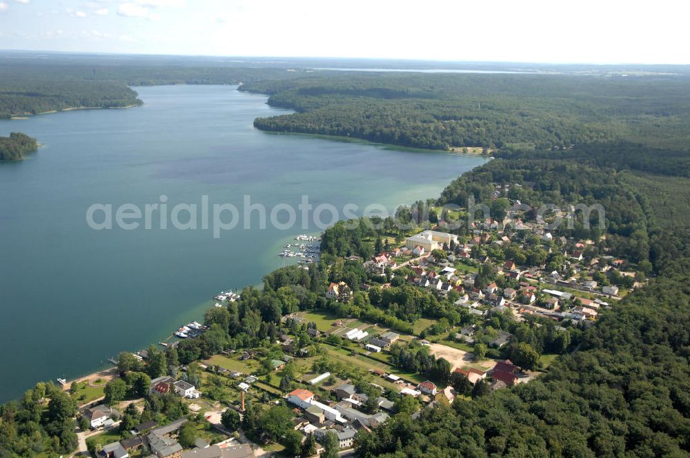 Aerial image Schorfheide - Blick auf den Ortsteil Altenhof von Schorfheide am Werbellinsee im Landkreis Barnim in Brandenburg. Der Werbellinsee liegt im Biosphärenreservat Schorfheide-Chorin und ist der viertgrößte Natursee und der zweittiefste See Brandenburgs. Kontakt: EJB Werbellinsee GmbH, Tel. +49 (0) 333 636 297,