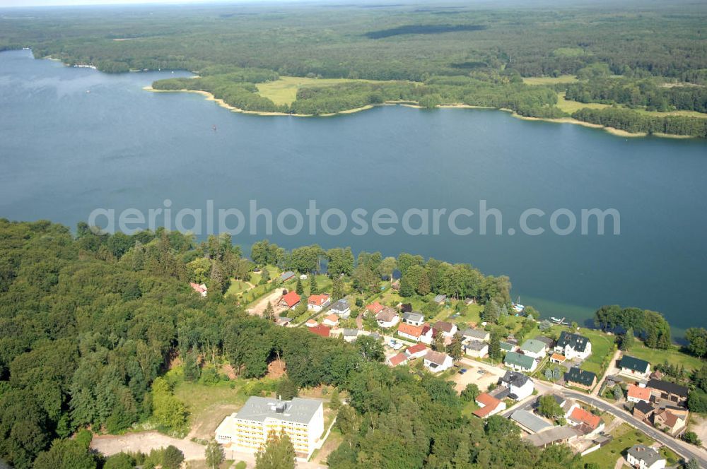 Aerial photograph Schorfheide - Blick auf den Ortsteil Altenhof von Schorfheide am Werbellinsee im Landkreis Barnim in Brandenburg. Der Werbellinsee liegt im Biosphärenreservat Schorfheide-Chorin und ist der viertgrößte Natursee und der zweittiefste See Brandenburgs. Kontakt: EJB Werbellinsee GmbH, Tel. +49 (0) 333 636 297,