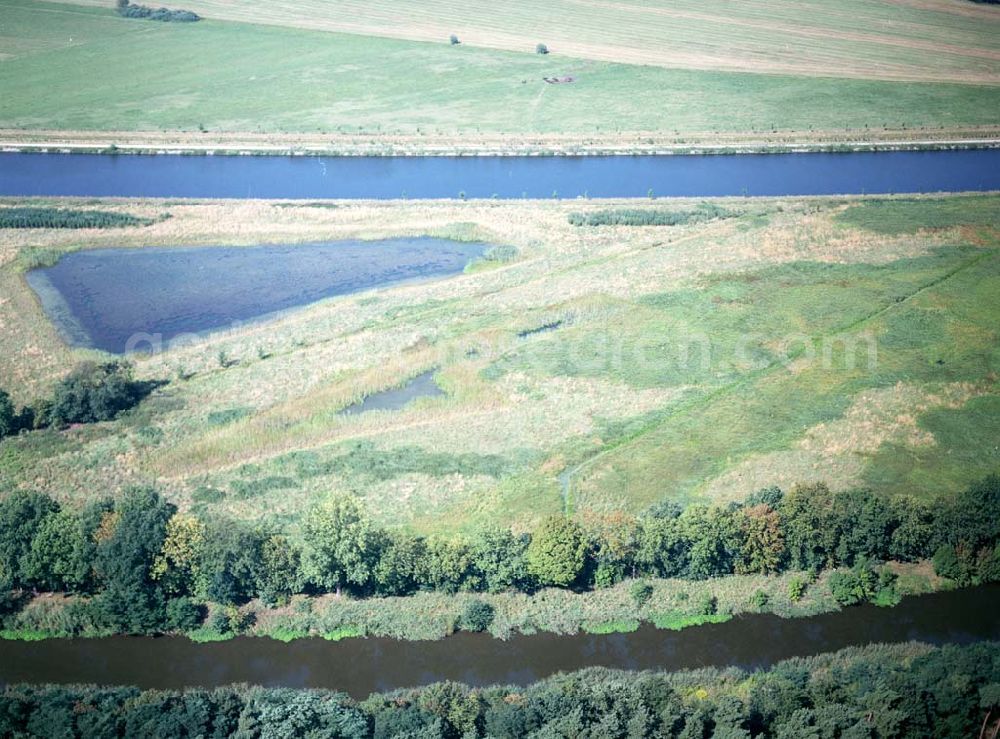 Parchau from the bird's eye view: Blick auf den alten Elbe-Havel-Verlauf bei Parchau. Ein Ausbauprojekt des Wasserstraßenneubauamtes Magdeburg.