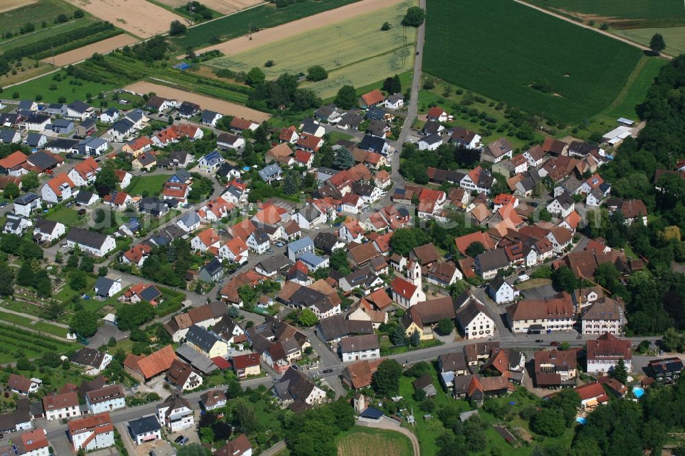 Aerial photograph Eimeldingen - Town view of the streets and houses in Eimeldingen in the state Baden-Wurttemberg, Germany