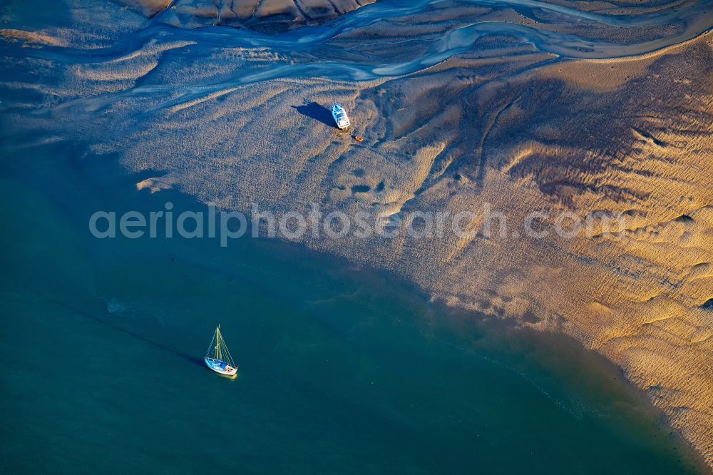 Aerial image Wangerooge - Old sailing harbor in the Wadden Sea in Wangerooge in the state Lower Saxony, Germany