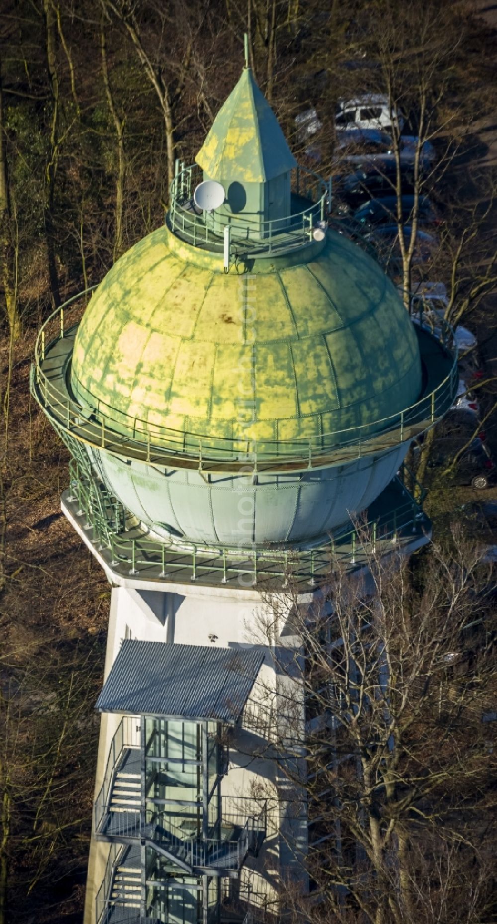 Essen from above - Old water tower in the district Bredeney in Essen in North Rhine-Westphalia