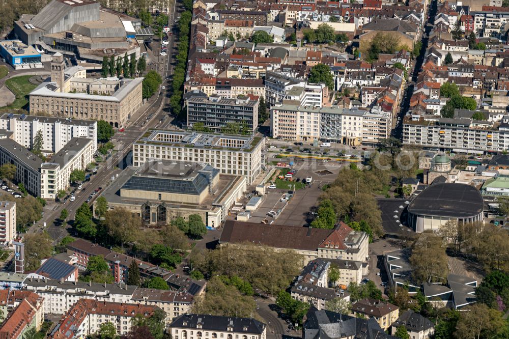 Karlsruhe from above - Old Exhibition grounds and exhibition halls of the Karlsruher Messe- and Kongress GmbH in Karlsruhe in the state Baden-Wuerttemberg, Germany