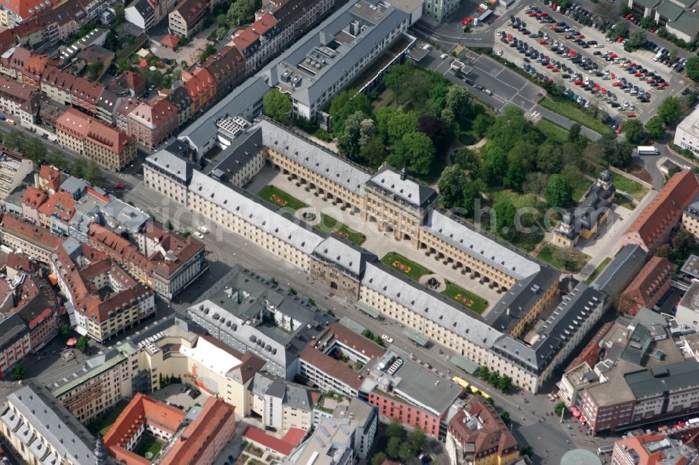 Würzburg from the bird's eye view: Old historic hospital Juliusspital in the Altstadt district of Wuerzburg in Bavaria