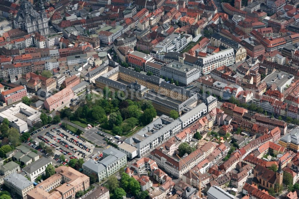 Aerial photograph Würzburg - Old historic hospital Juliusspital in the Altstadt district of Wuerzburg in Bavaria