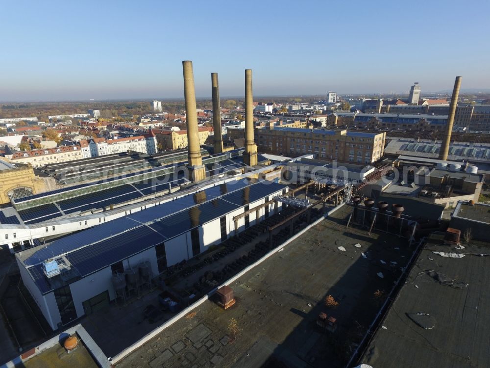 Aerial photograph Berlin - Old industrial area of the transformer factory Oberschoeneweide (TRO) in Berlin, architectural monument