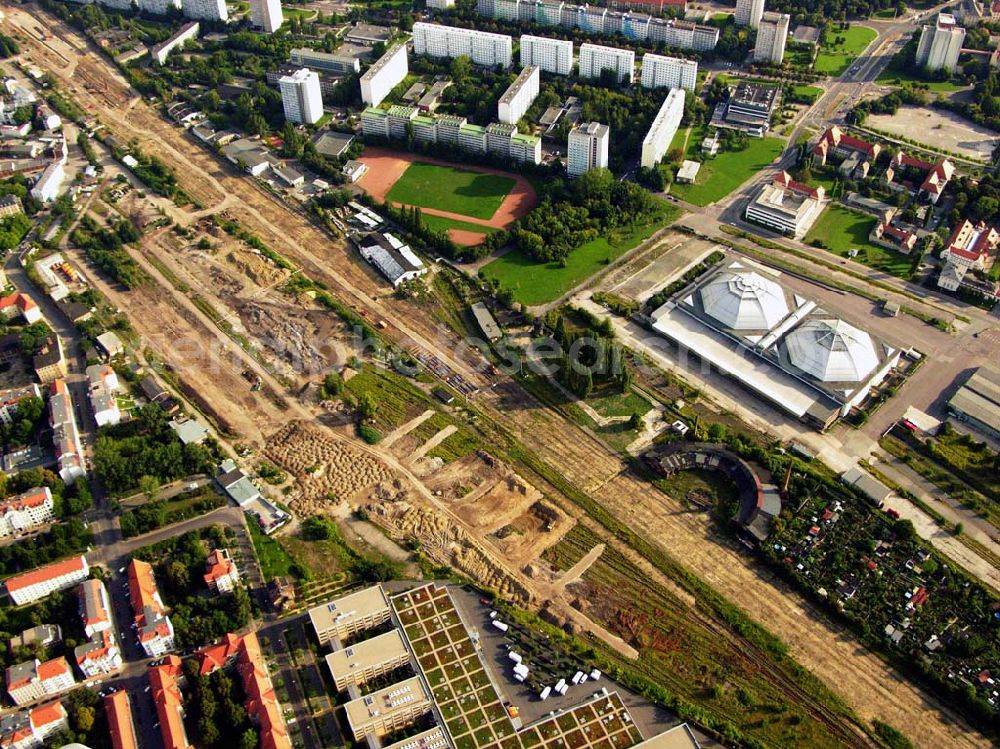 Leipzig from above - 27.08.2005 Leipzig; Altes Messegelände in Leipzig. Altes Messegelände, Prager Str.200 , 04103 Leipzig