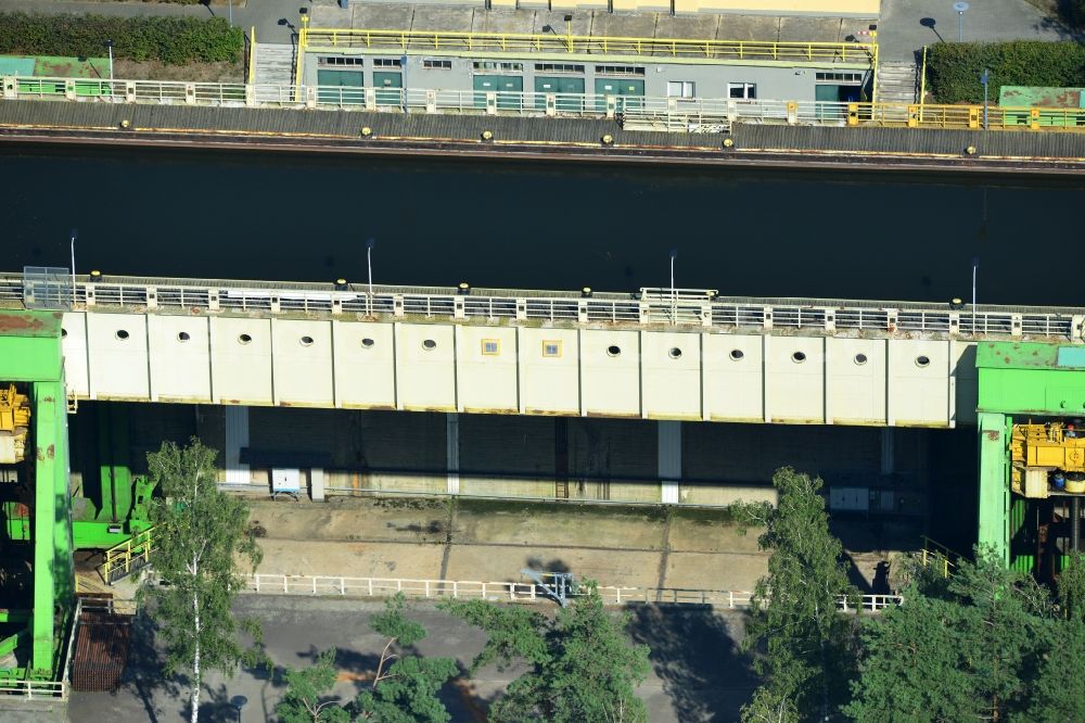 Aerial image Rothensee - Old ship lifting Rothensee on the Elbe-Havel Canal to the waterway intersection with MD Rothensee in Saxony-Anhalt