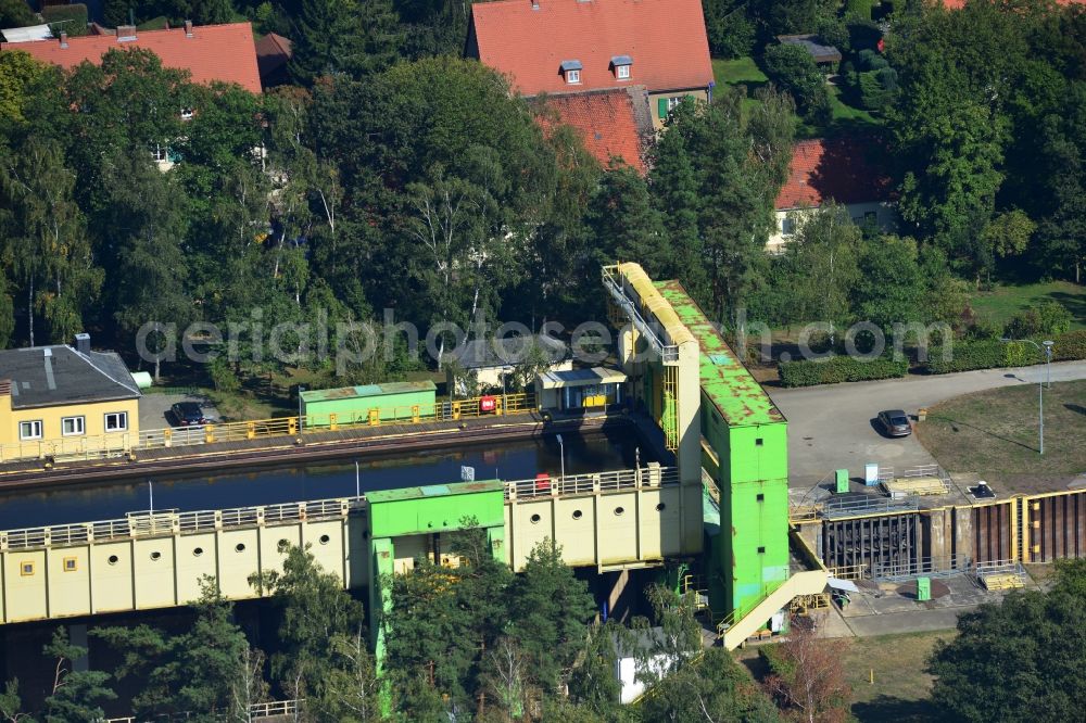 Aerial image Rothensee - Old ship lifting Rothensee on the Elbe-Havel Canal to the waterway intersection with MD Rothensee in Saxony-Anhalt