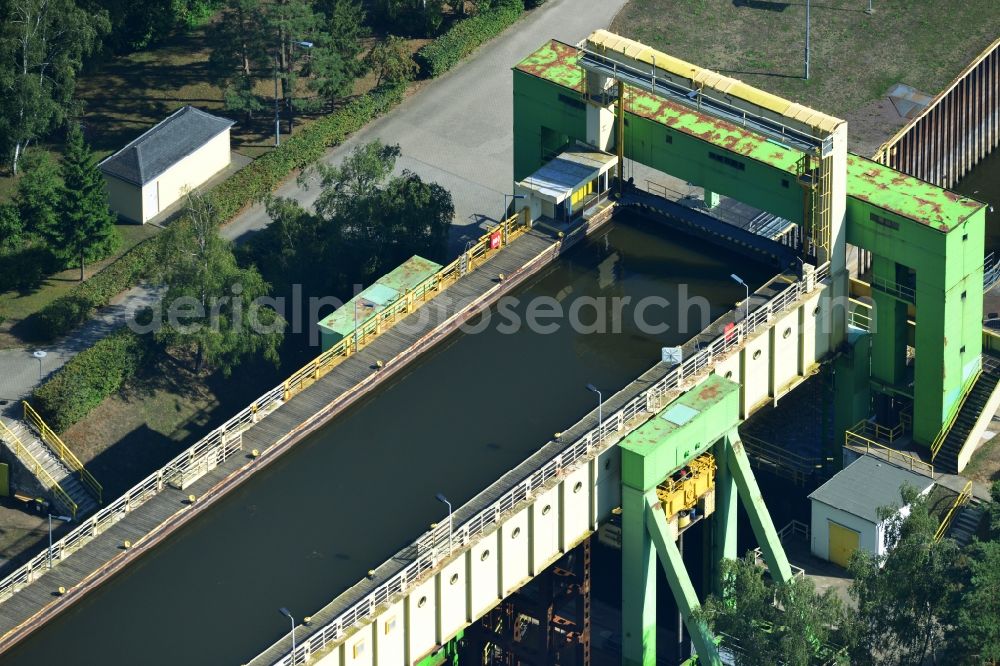 Rothensee from above - Old ship lifting Rothensee on the Elbe-Havel Canal to the waterway intersection with MD Rothensee in Saxony-Anhalt