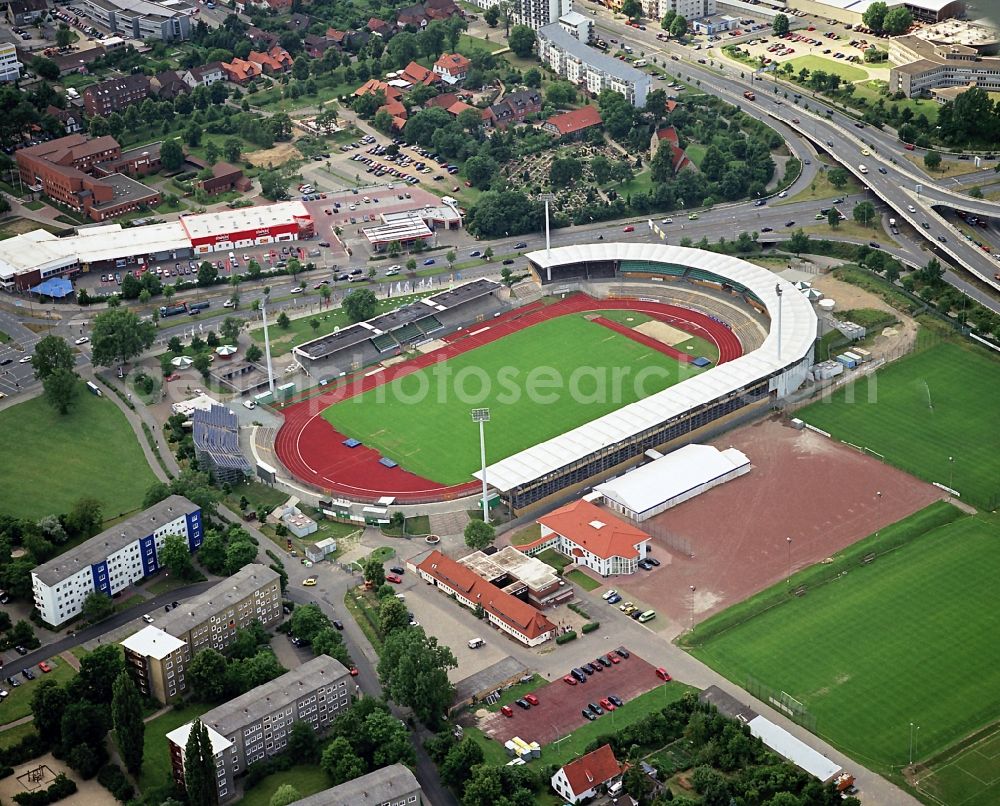 Wolfsburg from above - 6/14/1999 WOLFSBURG View the old stadium VfL Wolfsburg in Lower Saxony