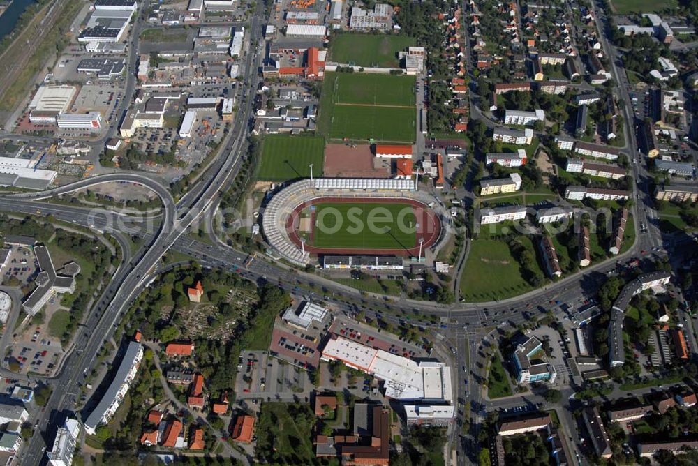 Aerial image Wolfsburg - View the old stadium VfL Wolfsburg in Lower Saxony