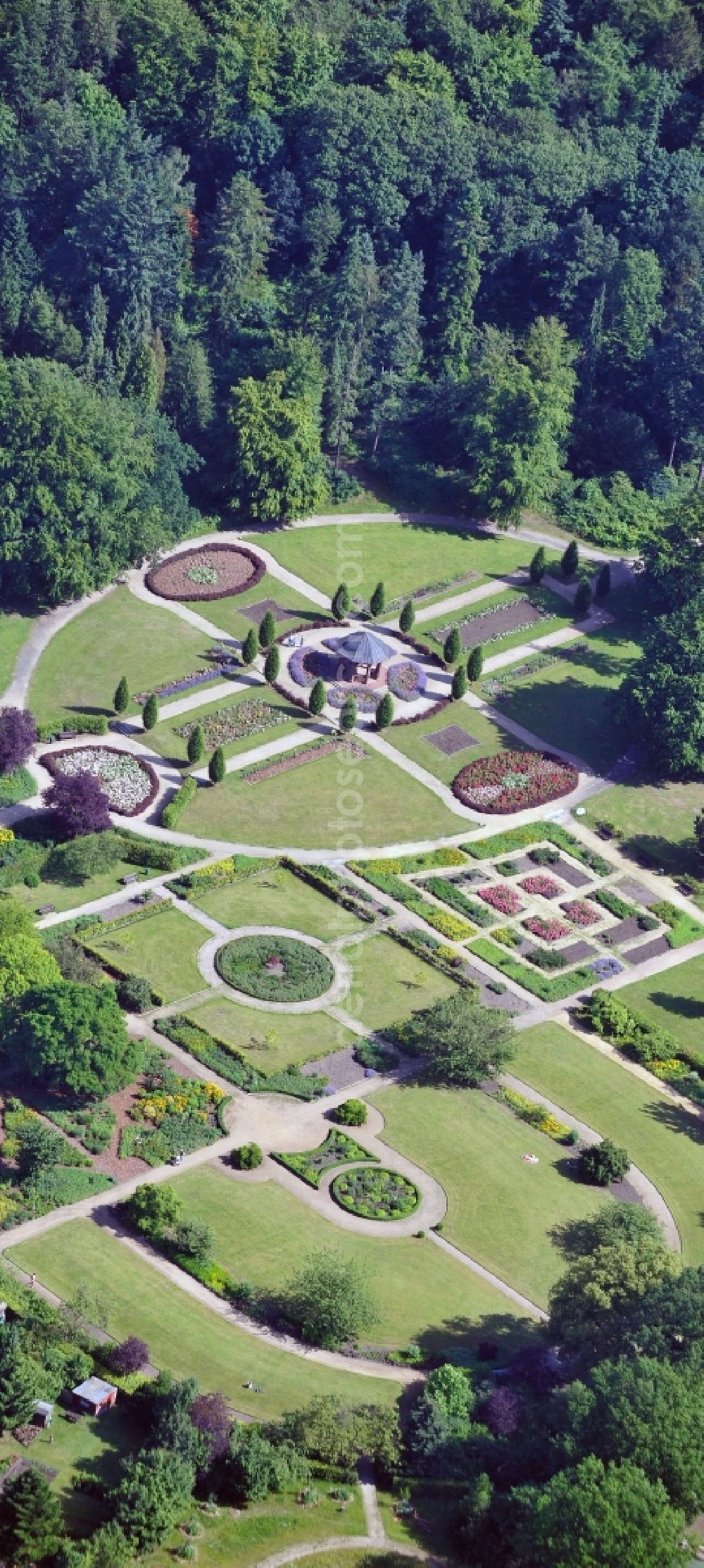 Hamburg from above - View of the public park in Hamburg Altona - Bahr field. Today's 205-acre public park in Altona Bahrenfeld is Hamburg's largest public park, the core area since September 2002 is listed