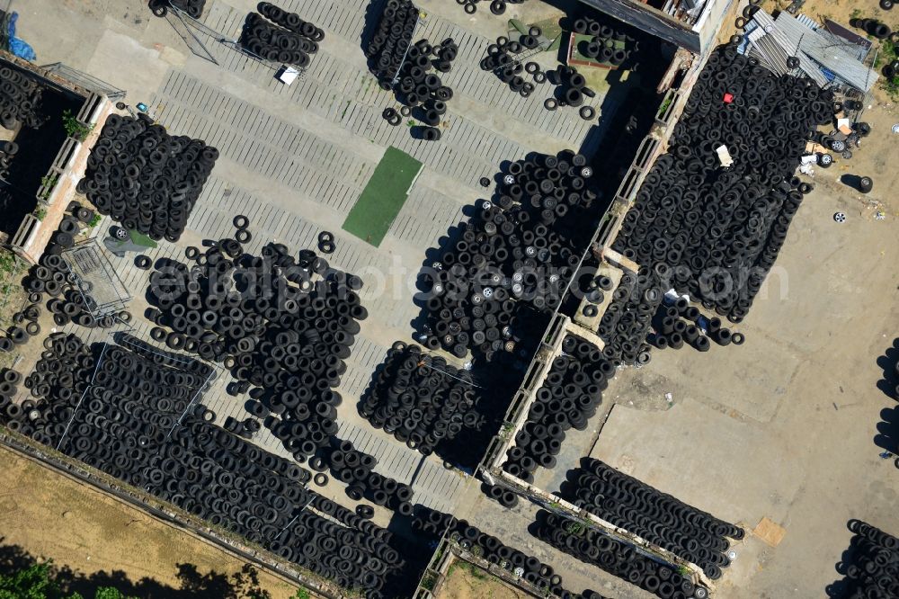 Aerial photograph Mühlenbeck - View of Used tire trade and landfill in Muehlenbeck in Brandenburg