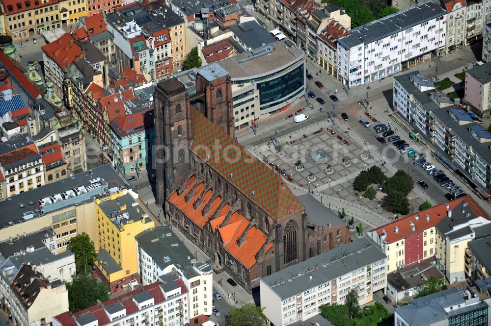 Aerial photograph WROCLAW - BRESLAU - Cityscape of the old city with the Magdalene Church in Wroclaw in the Voivodship Lower Silesia in Poland