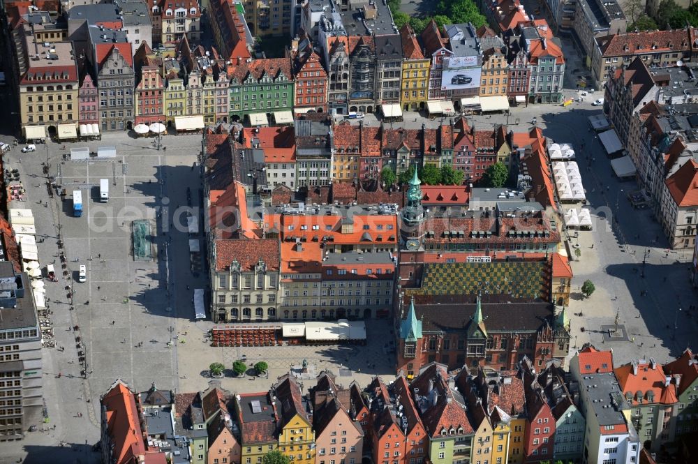 WROCLAW - BRESLAU from above - Cityscape of the old city with the the Town Hall in Wroclaw in the Voivodship Lower Silesia in Poland