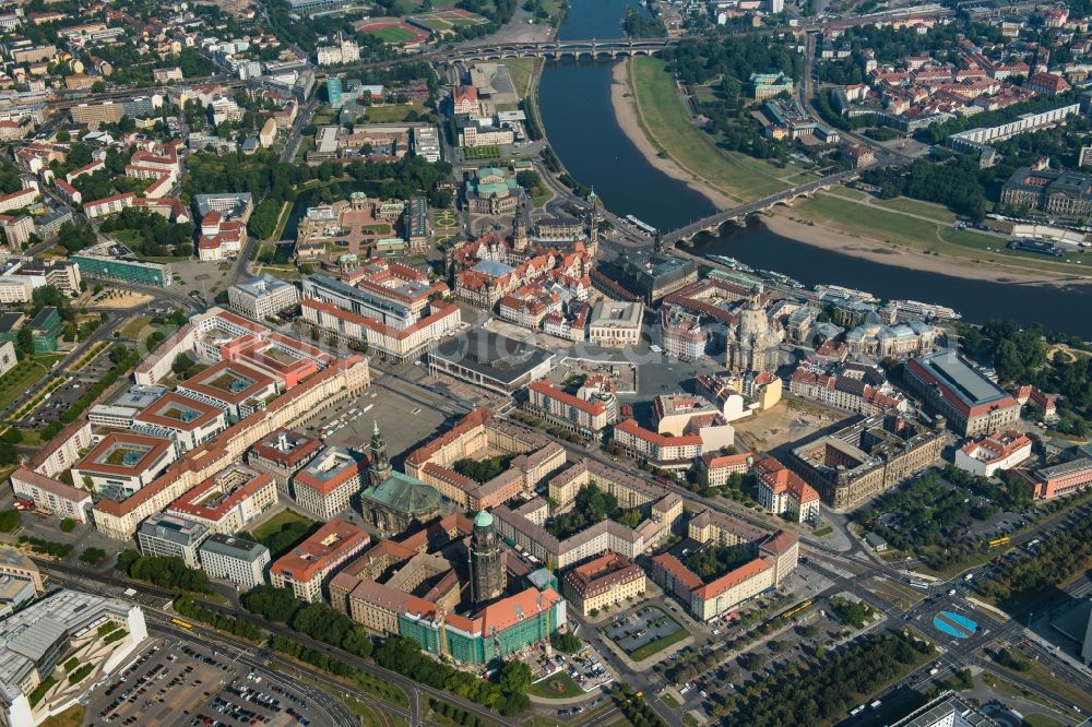 Aerial photograph Dresden - View of the historic city in Dresden in the state Saxony