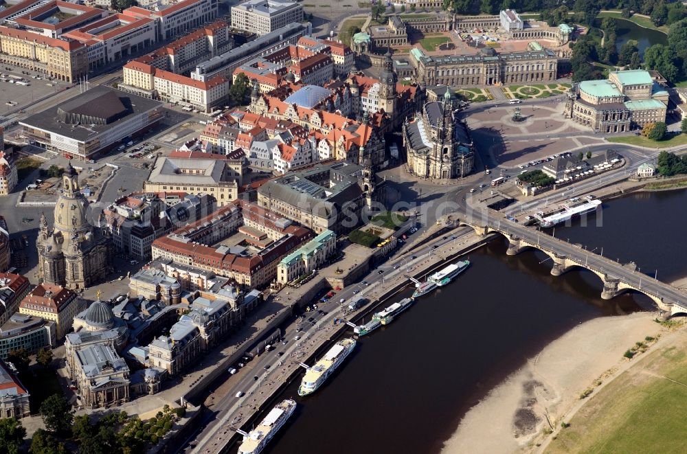 Dresden from the bird's eye view: View of the historic city in Dresden in the state Saxony
