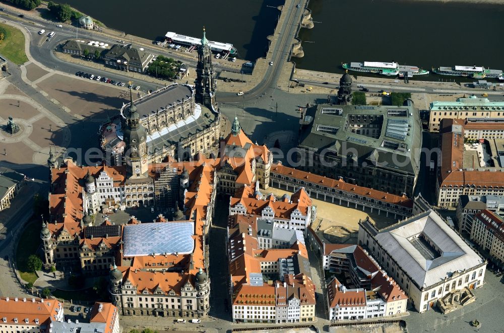 Aerial image Dresden - View of the historic city in Dresden in the state Saxony