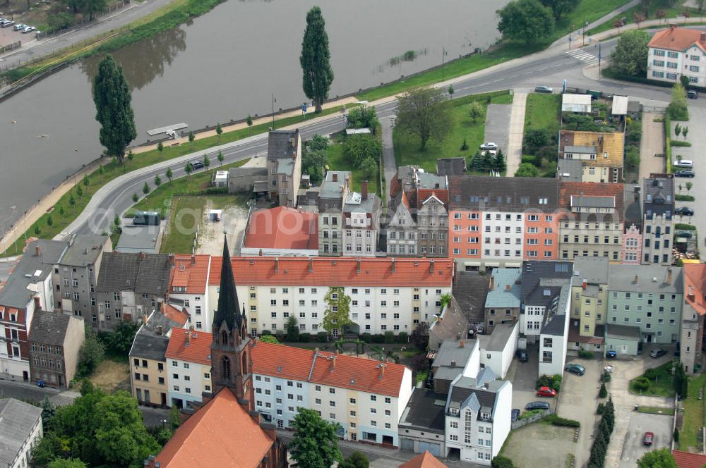 Aerial image Guben - Housing area at the street Frankfurter Strasse in the old town of Guben