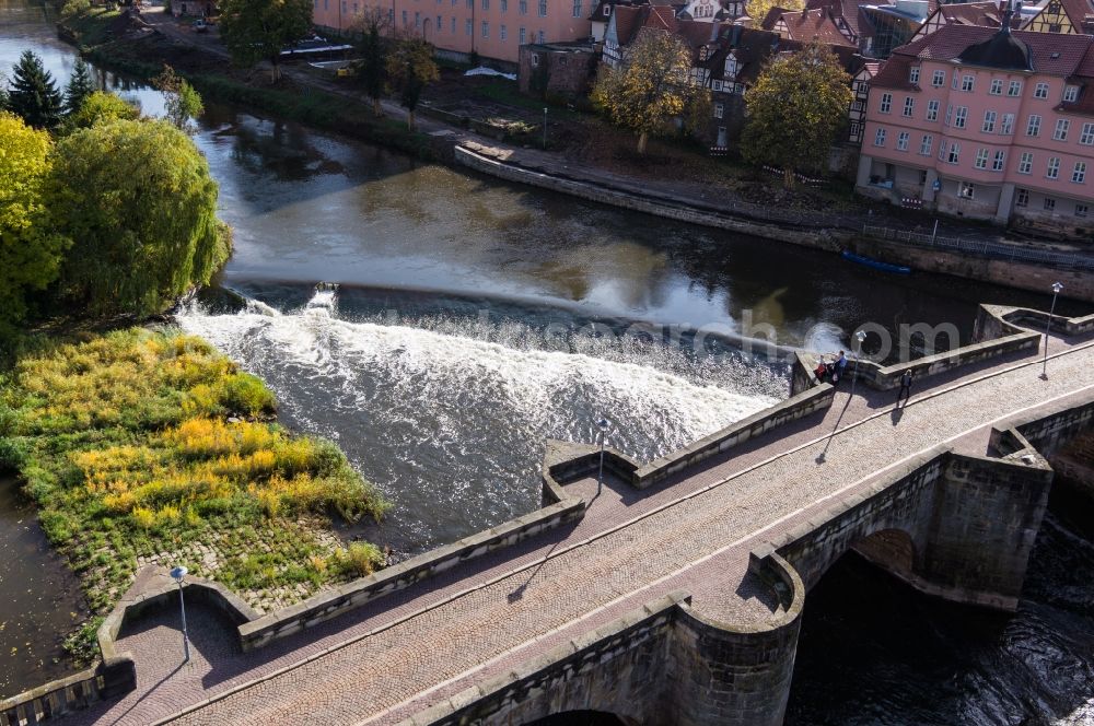 Hann. Münden from the bird's eye view: Old town of Hann. Munden on the Werra - Bridge in Lower Saxony