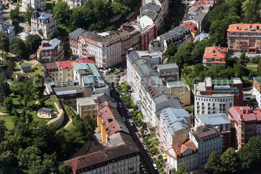 Karlsbad from above - Old town of Karlsbad (Karlovy Vary) in the Czech Republic