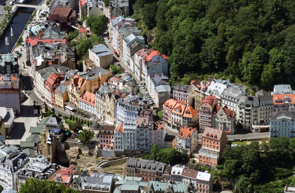 Karlsbad from the bird's eye view: Old town of Karlsbad (Karlovy Vary) in the Czech Republic