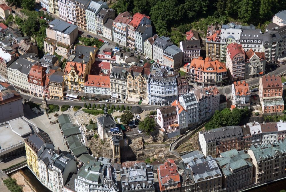 Karlsbad from the bird's eye view: Old town of Karlsbad (Karlovy Vary) in the Czech Republic