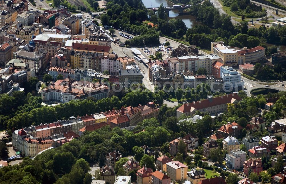 Karlsbad from the bird's eye view: Old town of Karlsbad (Karlovy Vary) in the Czech Republic