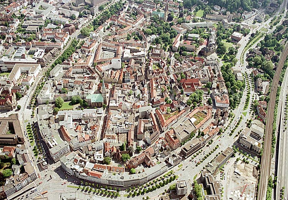 Aerial photograph Bielefeld / NRW - Altstadt und Markt von Bielefeld. Datum: 26.05.03