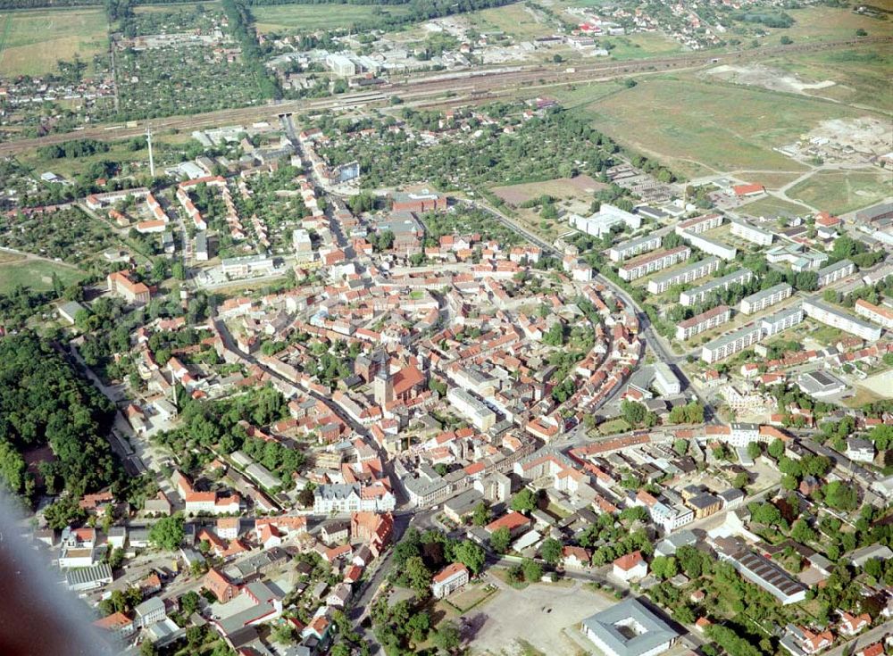 Aerial image Nauen / Brandenburg - Altstadt von Nauen / Brandenburg.