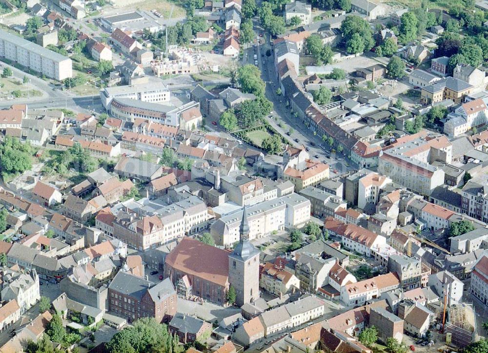 Nauen / Brandenburg from the bird's eye view: Altstadt von Nauen / Brandenburg.