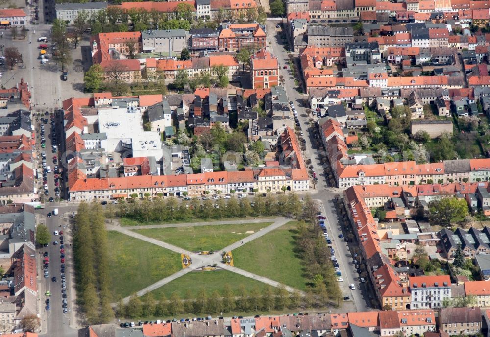 Aerial photograph Neuruppin - Old Town on the banks of Lake Ruppin in Neuruppin in Brandenburg