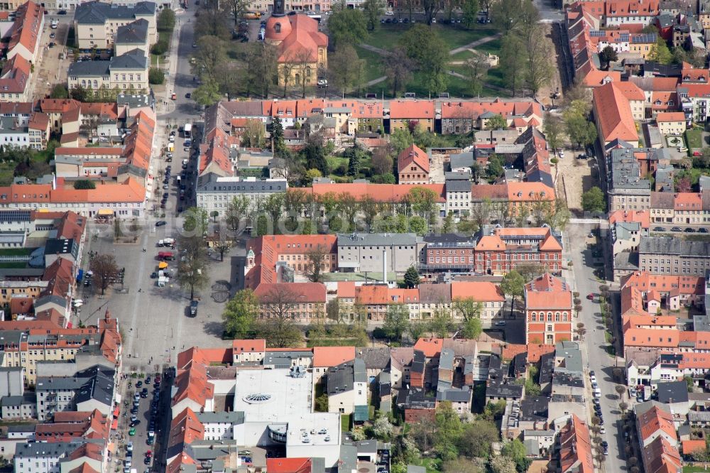 Neuruppin from above - Old Town on the banks of Lake Ruppin in Neuruppin in Brandenburg