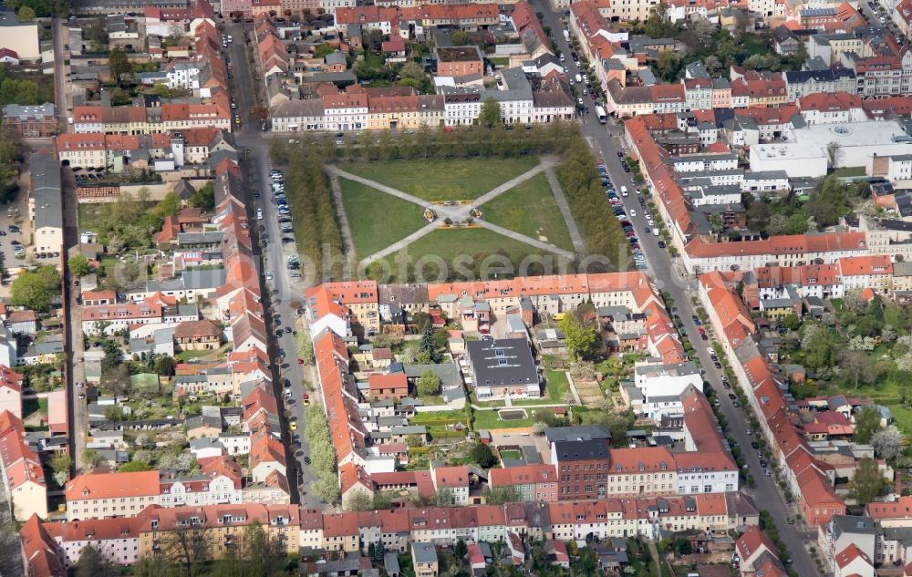 Aerial image Neuruppin - Old Town on the banks of Lake Ruppin in Neuruppin in Brandenburg