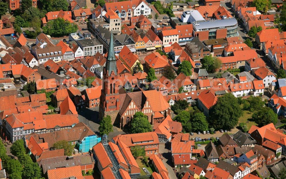 Nienburg from above - View of the historical centre of Nienburg in the state of Lower Saxony