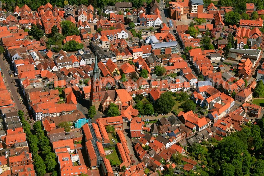 Nienburg from the bird's eye view: View of the historical centre of Nienburg in the state of Lower Saxony