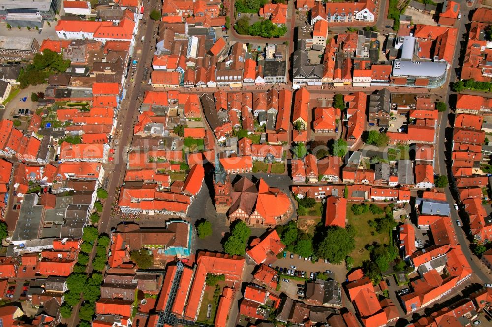 Nienburg from the bird's eye view: View of the historical centre of Nienburg in the state of Lower Saxony