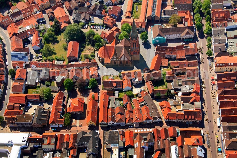 Aerial image Nienburg - View of the historical centre of Nienburg in the state of Lower Saxony