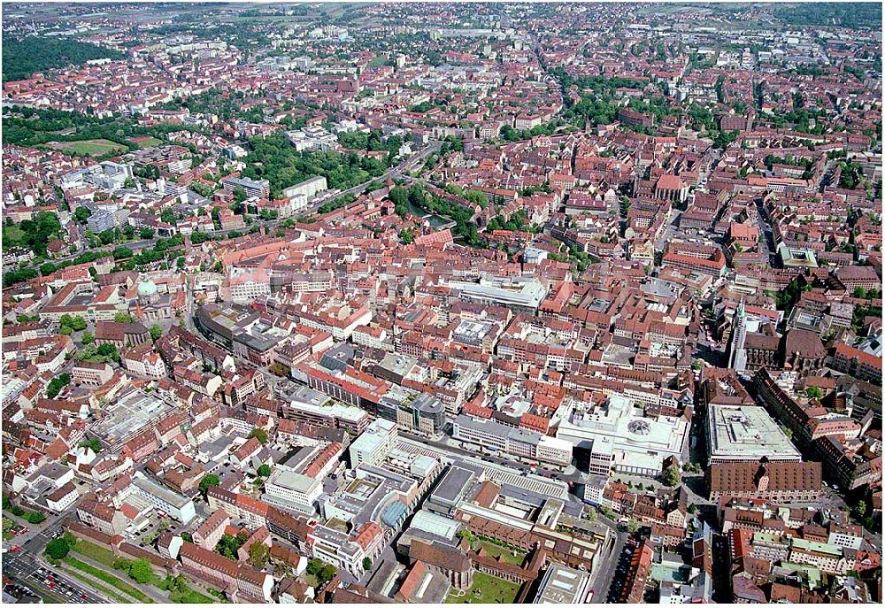 Nürnberg from the bird's eye view: 27.05.2004 Blick auf die Altstadt von Nürnberg sowie unten rechts das Büro- und Einkaufscenter City-Point City-Point Nürnberg Breite Gasse 5, 90402 Nürnberg Tel.: 0911 / 249 163 00 Fax: 0911 / 249 163 33 Centermanagement: ECE Projektmanagement G.m.b.H. & Co. KG Vermietung Heegbarg 30, 22391 Hamburg Telefon (040) 60 60 6-701 Telefax (040) 60 60 6-777