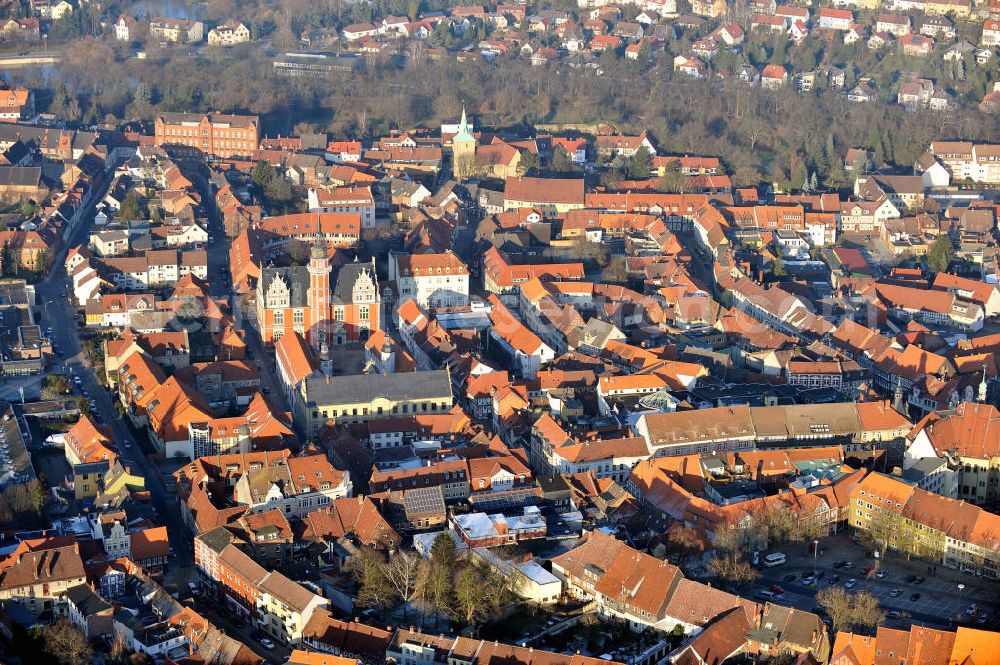 Aerial photograph Helmstedt - Die Altstadt der Stadt Helmstedt mit der Juleum-Universität in Niedersachsen. The historic district of Helmstedt in Lower Saxony.