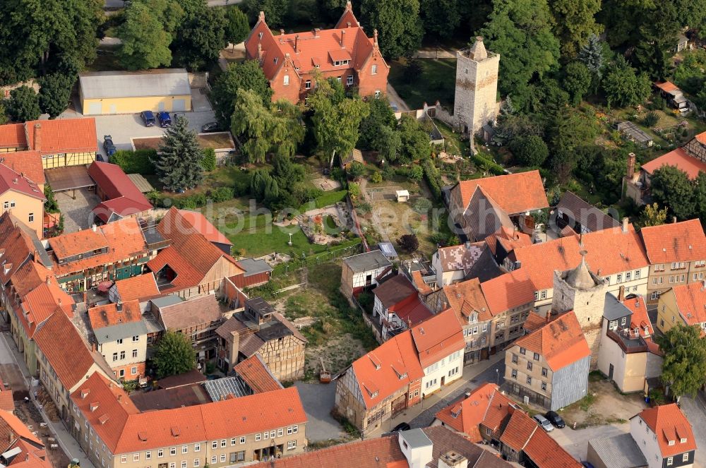 Bad Langensalza from above - Old Town with tower of the historical city wall in Bad Langensalza in Thuringia